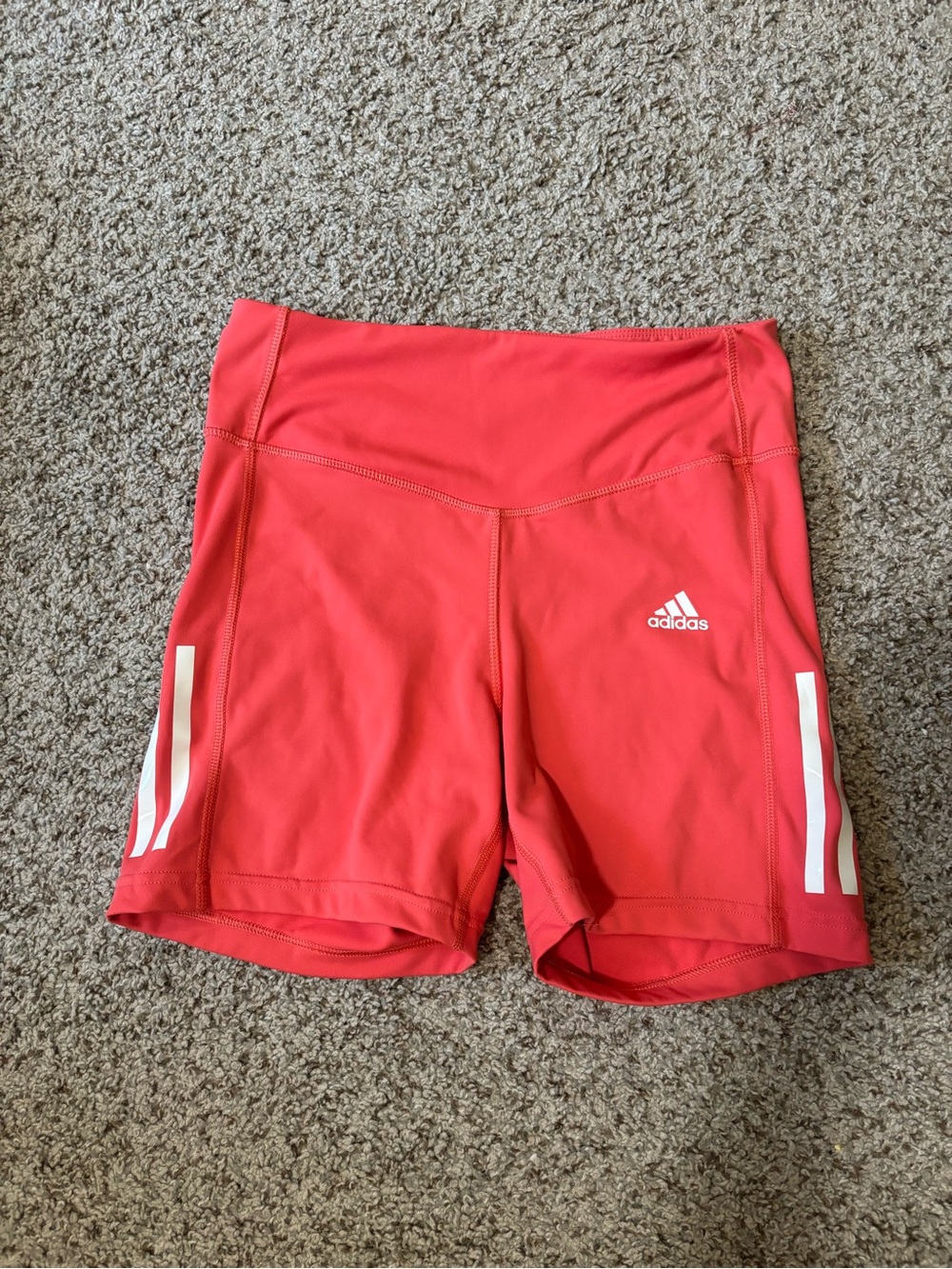 adidas Coral Athletic Bike Shorts with White Stripes